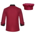 thumbnail image 2 of vastwit Unisex Women Men Chef Coat Long Sleeve Chef Jacket Kitchen Cooking Uniform with Hat Burgundy XL, 2 of 7