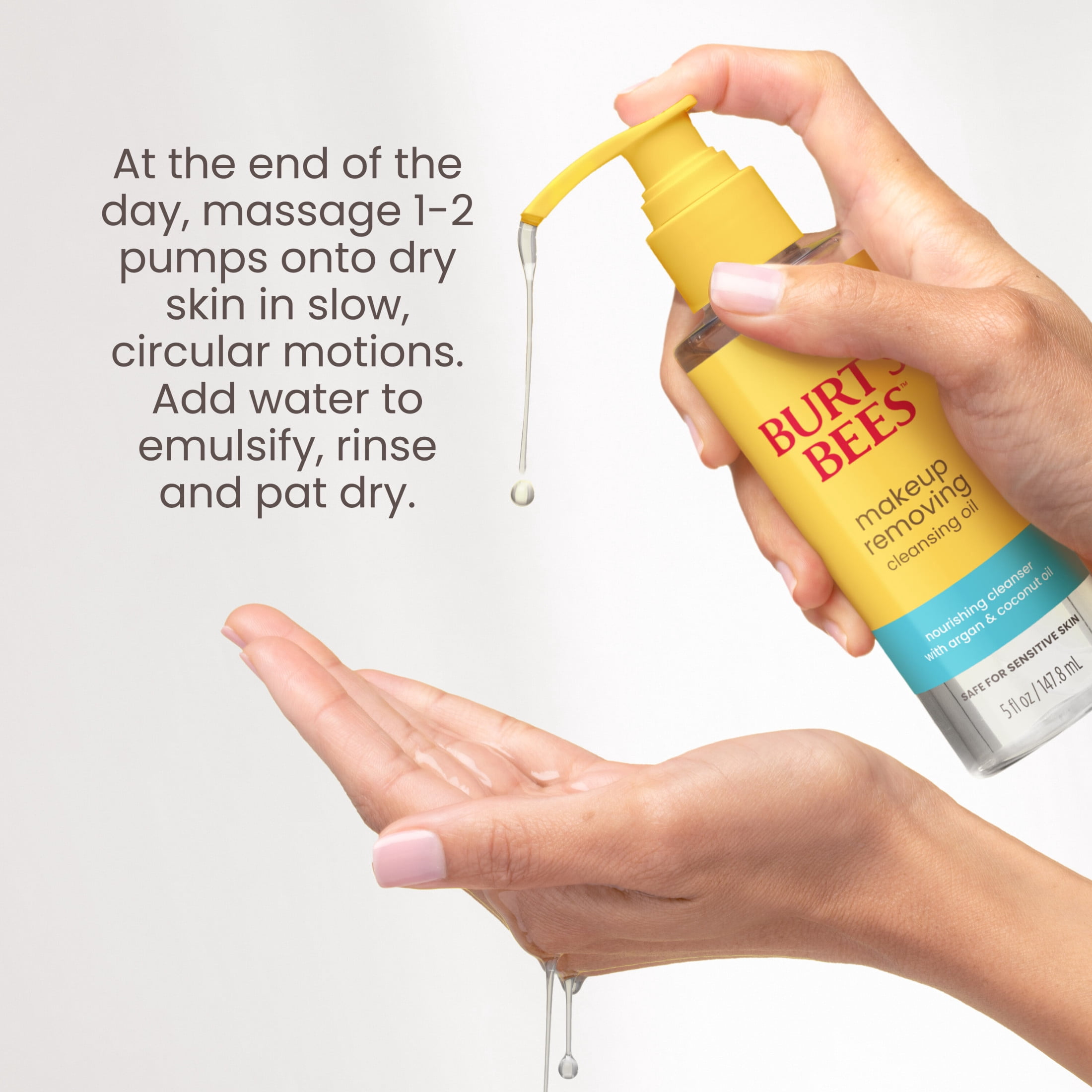 Burt's Bees Makeup Removing Cleansing Face Oil with Argan and Coconut Oil, 5 fl oz