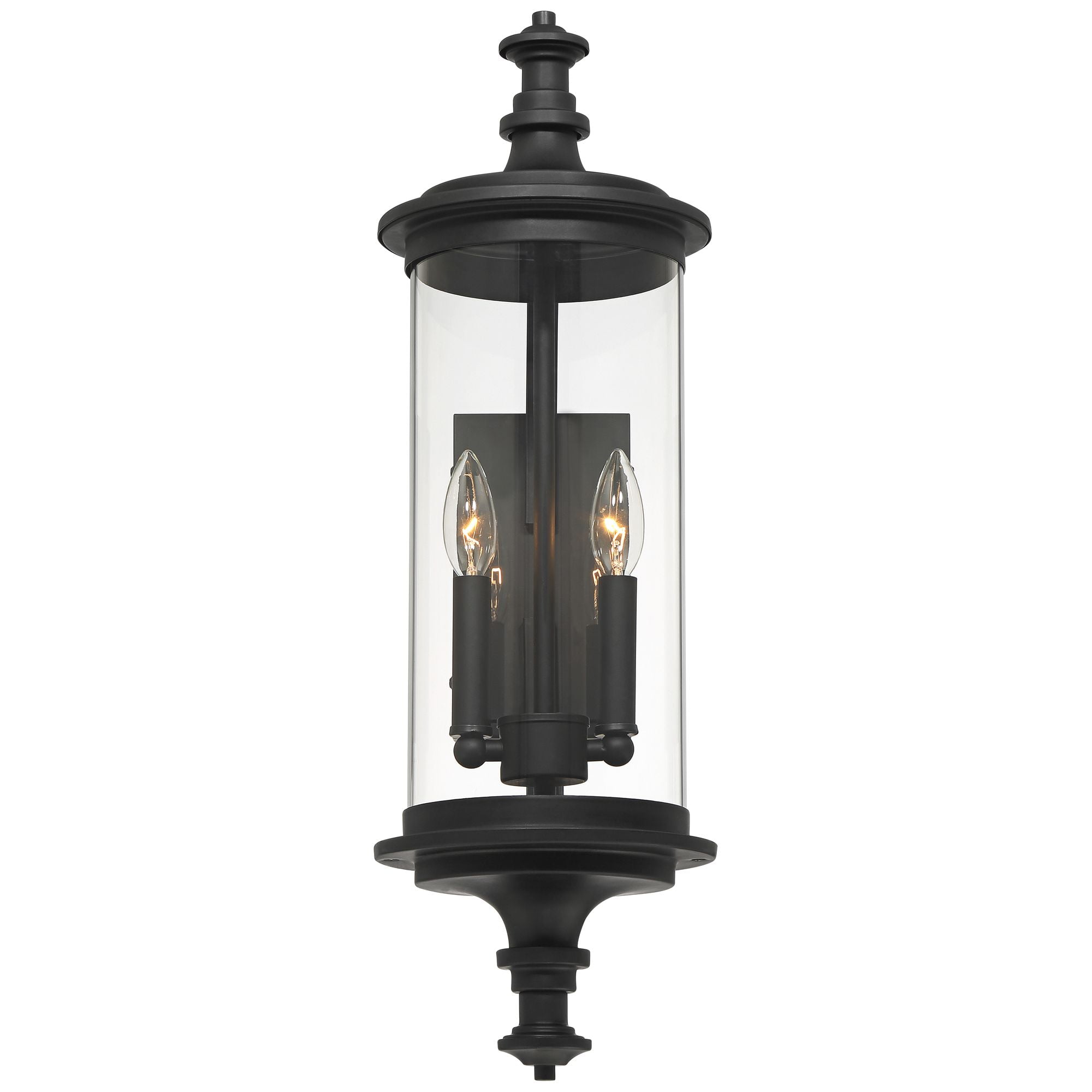 Possini Euro Design Medici Modern Outdoor Wall Light Fixture Black Metal 24 1/2" Clear Glass for Post Exterior Barn Deck House Porch Yard Patio Home