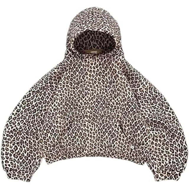 Women's Oversized Leopard Print 2000 Retro Style Hooded Sweatshirt Pullover