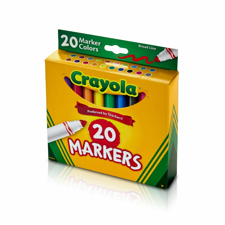  Crayola Broad Line Markers (12 Count), Washable Markers for  Kids, Assorted, Great for Classrooms & School Supplies, Ages 3+ : Toys &  Games