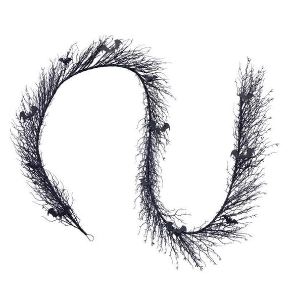 Celebrations 9096084 9 ft. LED Prelit Black Twig Garland, Purple - 50 Count - Pack of 6