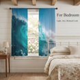 thumbnail image 3 of Teal Blue Waves Sheer Curtains 63 Inch Length 2 Panels Set, Summer Coastal Nautical Ocean Sea Voile Window Treatment Rod Pocket Curtains Sheers Drapes for Bedroom/Living Room/Kitchen 52x"63"x2, 3 of 8