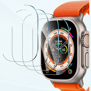 [4 Pack Compatible for Apple Watch Ultra Screen Protector 49mm Tempered Glass, Waterproof Screen Protector for Apple Watch Ultra Accessories, HD Clear 9H Hardness Anti- Scratch Film