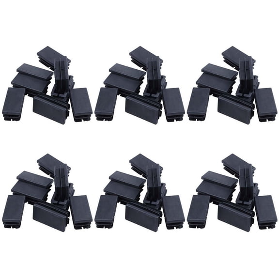 48 Pcs Black Plastic Rectangular Blanking End Caps Inserts 20mm X 40mm
