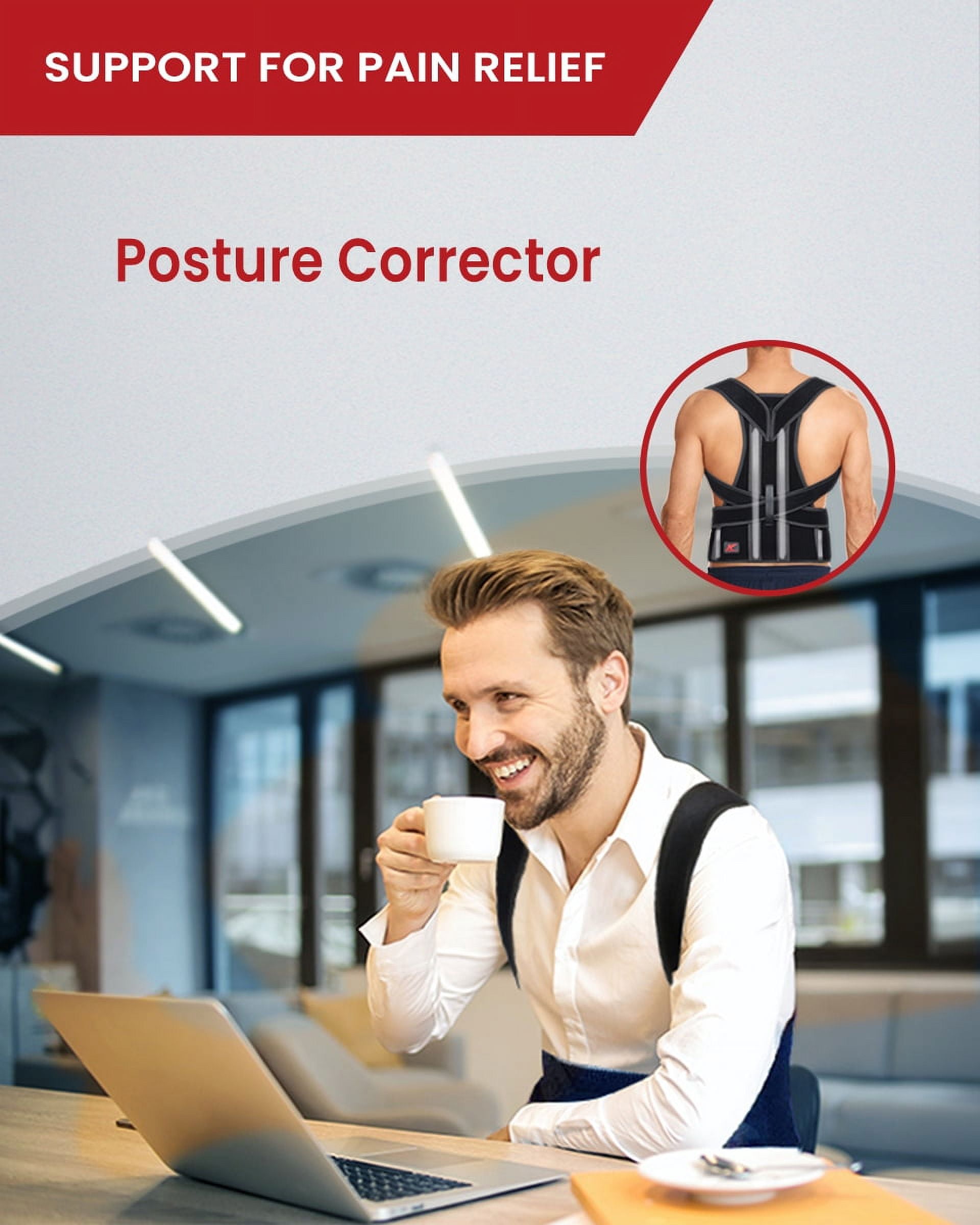 Back Brace Posture Corrector for Women and Men, Lower and Upper Back Pain Relief, Hunchback and Scoliosis Straightener with 2 Removable Metal Splints Support, Adjustable Straps Belt Waist Trainer
