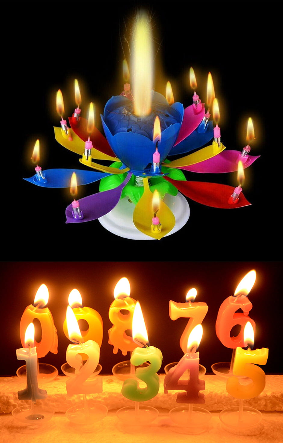 1/2/4Pcs Lotus Flower Candle Musical Blossom Candles Happy Birthday Party Gift 