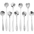 thumbnail image 1 of 9 Pcs Flower Spoon Coffee Teaspoon Set, Stainless Steel Tea Spoon for Tea Party Decorations (Silver), 1 of 6