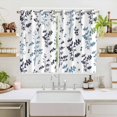 thumbnail image 2 of Grey Blue Botanical Kitchen Curtains Window Panels, Watercolor Spring Floral Summer Leaf Insulated Window Treatment Curtain, Grommet Curtains for Bedroom/Living Room/Bathroom, 2 Piece 52"Wx63"L, 2 of 8