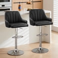 thumbnail image 4 of VECELO Set of 2 Swivel Bar Stools, Adjustable Counter Height Barstools Faux Leather Chair with Backrest and Armrest, Black, 4 of 11