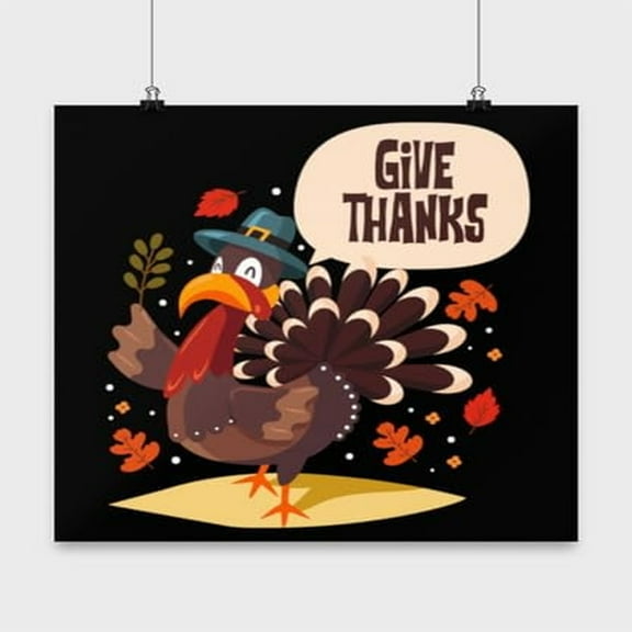Thanksgiving Turkey Art - Family & Friends - 13x13 Poster Print - Holiday Decor