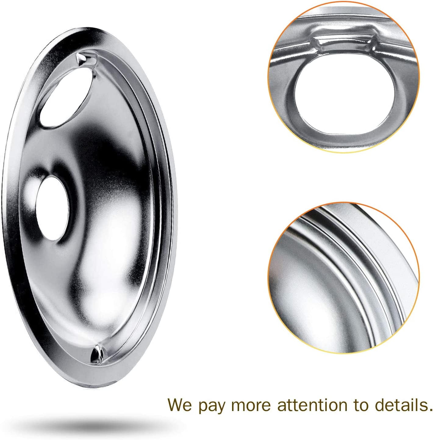 Stove Drip Pans for GE Hotpoint Electric Stove Range,4 Pack Chrome Drip Pans Includes 2 Pack 8 inch WB31T10011 and 2 Pack for 6 Inch WB31T10010 Burner