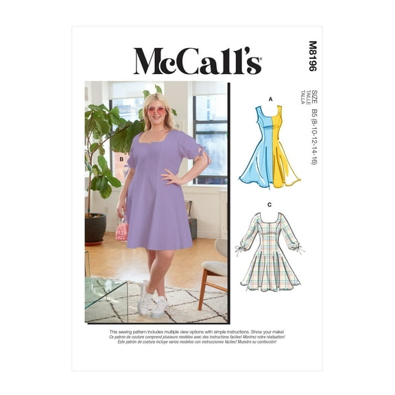 McCall's Sewing Pattern 8196 - Misses' & Women's Dresses, Size: RR (18W-20W-22W-24W)