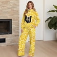 thumbnail image 4 of Xixirimido Black Cat Lemons Yellow Print Lounge Sets for Women Sweatsuits 2 Piece Fall Winter Fashion Outfits Long Sleeve Sweatshirt Wide Leg Sweatpants Set Tracksuit, Large, 4 of 7