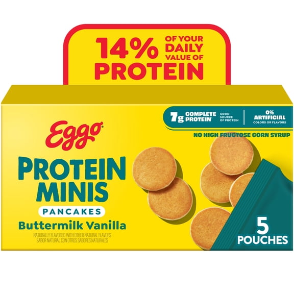 Eggo Protein Minis Buttermilk Vanilla Pancakes, Breakfast Food, 8.4 oz, 5 Count (Frozen)