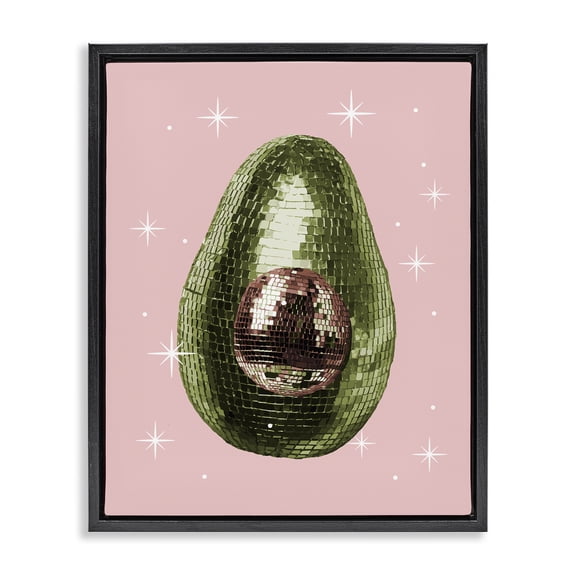 Stupell Industries Luminous Disco Avocado Food & Beverage Painting Black Floater Framed Canvas Art Print Wall Art, 17 x 21