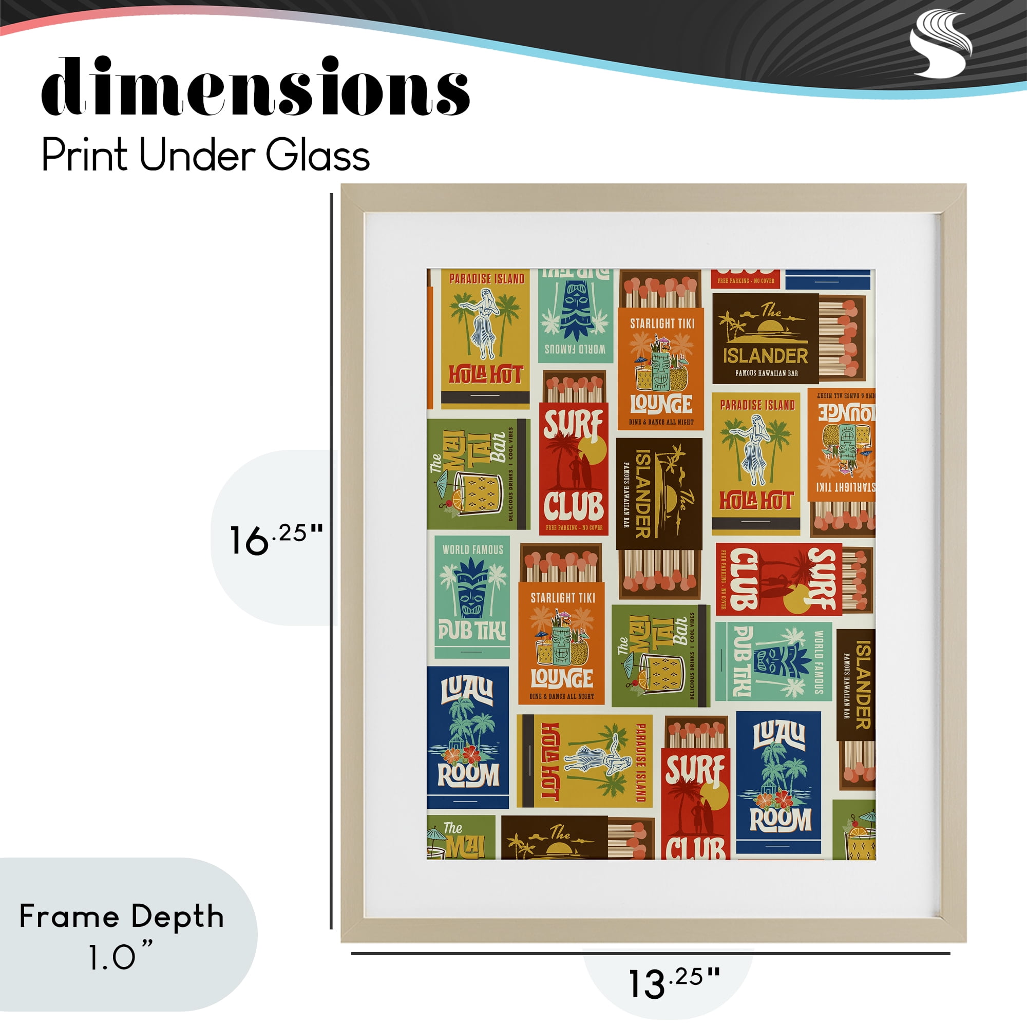 Stupell Industries Vintage Tropical Match Boxes Birch Framed Print Under Glass, design by Emily Dumas