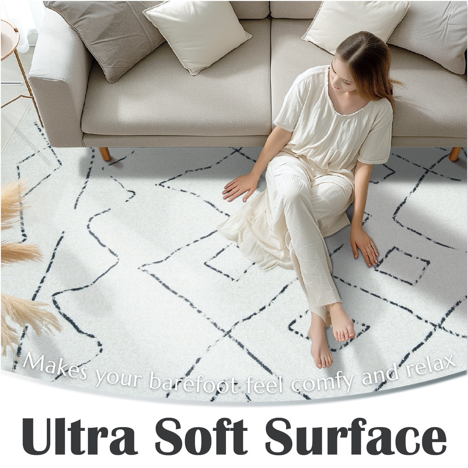 RUGKING Modern Runner Rug 2x6 Boho Washable Rug Hallway Runner off-white Non Slip Carpet for Bedroom Kitchen