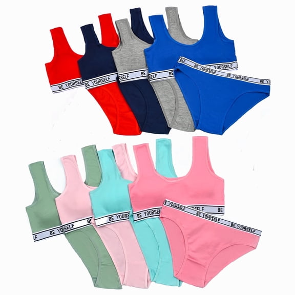 Girls Training Bras Teens Sports Bras for Kids 8-12 Years Cotton Comfortable Breathable Panties