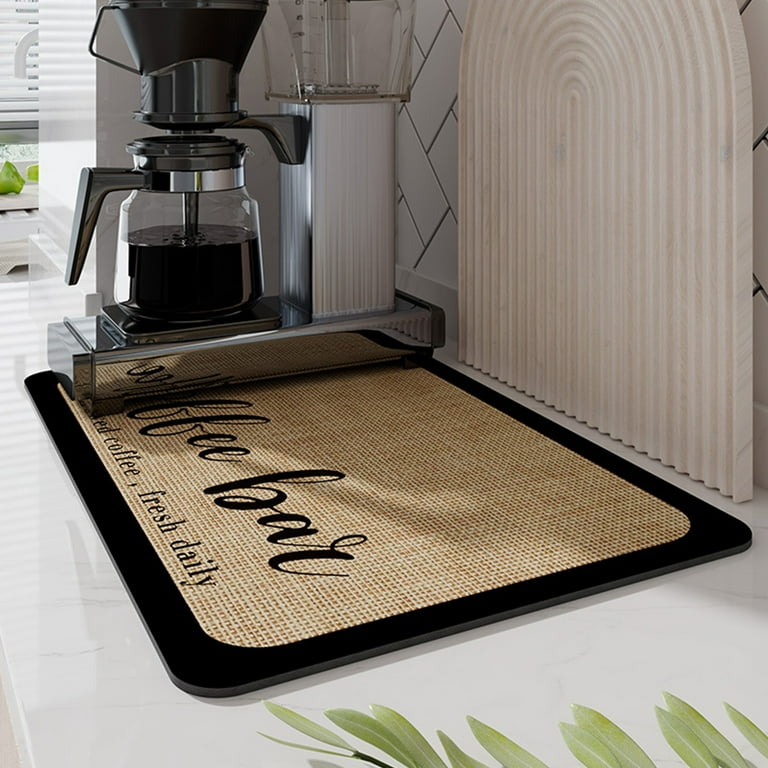 Coffee Mat Absorbent and Quick Dry Mat Hide Stain Rubber Backed