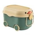 thumbnail image 1 of GROWTH TANK Cartoon Duck Shape Toy Storage Box with Wheels Storage Bin Portable Baby Clothes Green Middle, 1 of 9