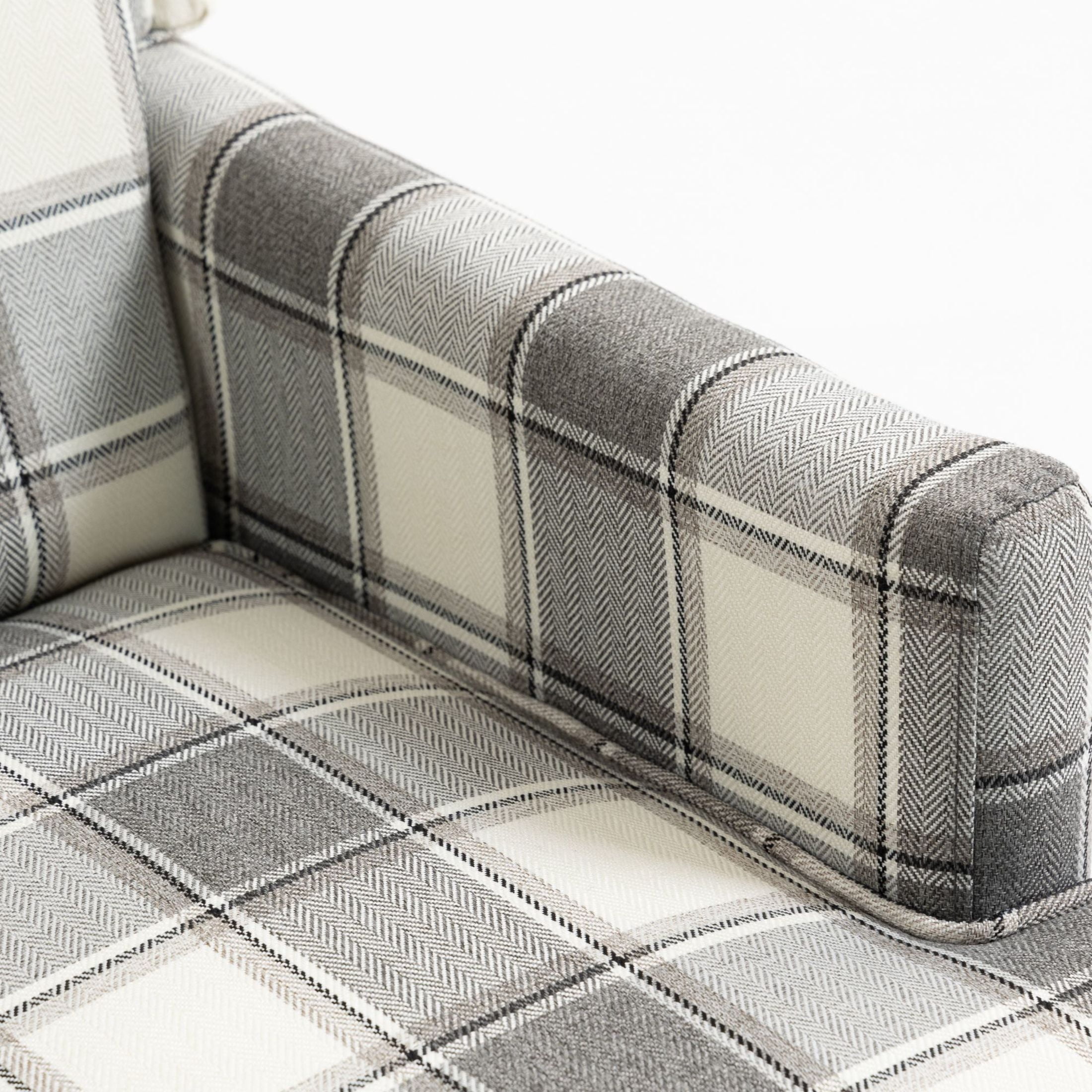 GDF Studio Zerra Vintage Upholstered Armchair with Solid Wood Legs & Nailhead Trim, Classic Stripes Accent Chair, Grey