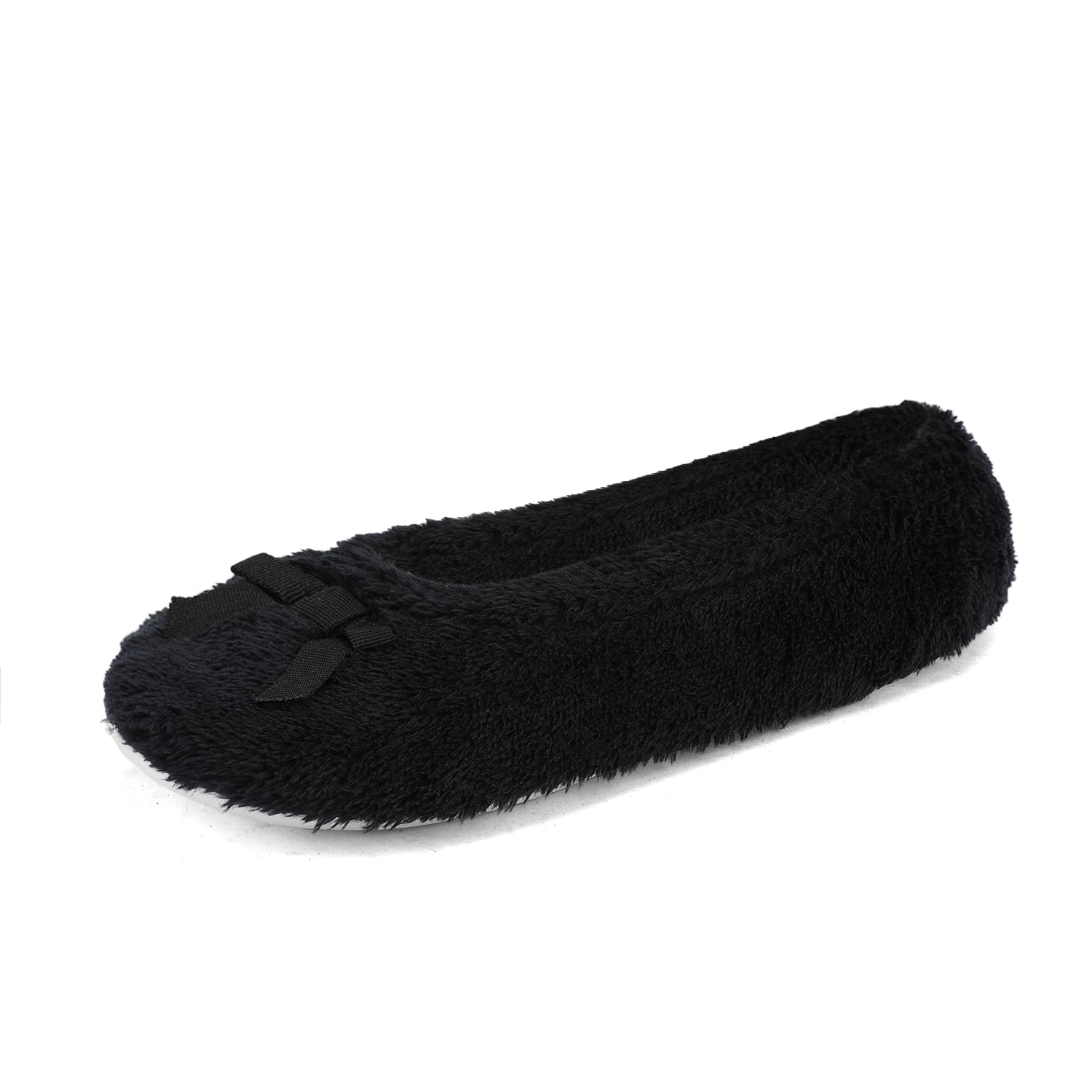 womens black furry slippers