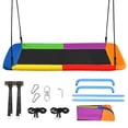 thumbnail image 2 of Costway Set Columpio con Cuerdas Regulables para Niños Estructura en Acero Impermeable para Interior Exterior Pórtico Patio Coloreado 150 x 80 cm, 2 of 10