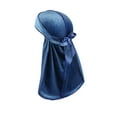 thumbnail image 1 of Velour Headwraps Assorted Colors Long Tail Pirate Hat Windproof Single Layer Attractive Elasticity Comfortable Hair Bonnet Blue-grey, 1 of 4