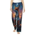 thumbnail image 2 of Goofa Starry Sky Meditating Fox Printed Soft Pajama Pants for Women, Wide Leg Comfy Casual Lounge Yoga Pants-Small, 2 of 9
