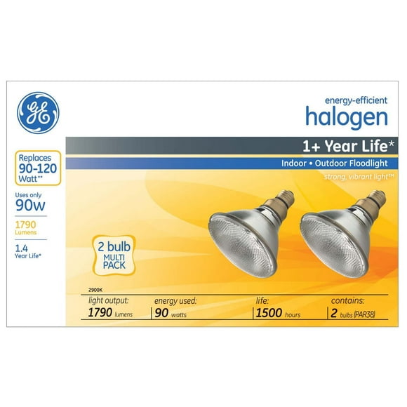 GE Energy-Efficient Halogen 90W PAR38 2PK
