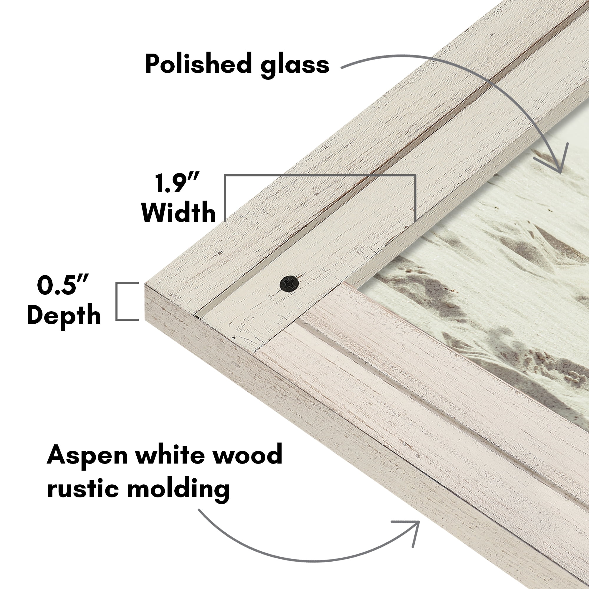 Americanflat 16x20 Picture Frame with Polished Plexiglass Hampton Collection Distressed Frames - Aspen White