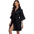 thumbnail image 1 of Solid Color Short Kimono Satin Bathrobe Silky Bride and Bridesmaid Robe, 1 of 7
