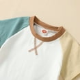 thumbnail image 5 of GYRATEDREAM Toddler Baby Boy Summer Outfits Short Sleeve Patchwork Top T-Shirt and Elastic Waist Shorts Set Casual Clothes for 2-3Y Blue, 5 of 9