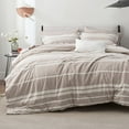 thumbnail image 2 of U by Bedsure Bed in a Bag Queen Size 7 Pieces, Light Camel White Striped Bedding Comforter Sets All Season Bed Set Khaki, 2 Pillow Shams, Flat Sheet, Fitted Sheet and 2 Pillowcases, 2 of 8