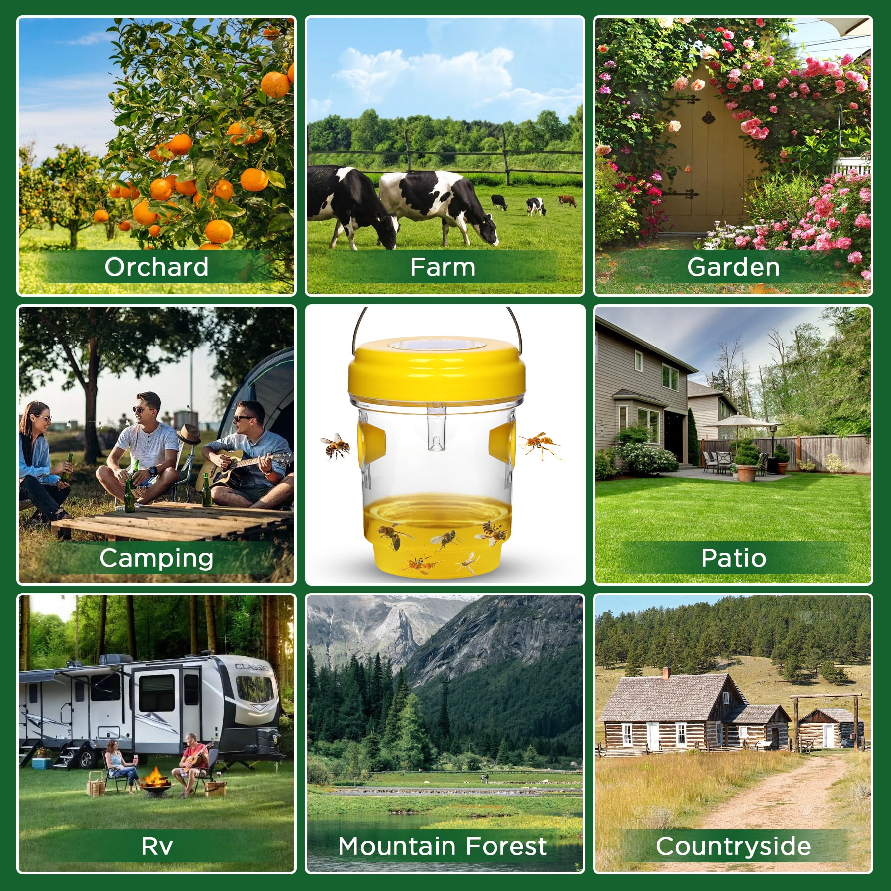 X-PEST Wasp Trap Outdoor Hanging, 4 Pack Solar Power Bee Trap for Yard, Garden, Home