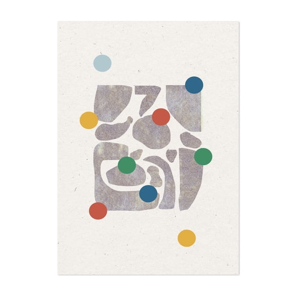 Retro Minimalist Shape - Mixed Media Abstract Geometric Minimalist Modern Art Mid-Century Modern Pattern Art Deco Unframed Wall Art Print 4 x 6 inches