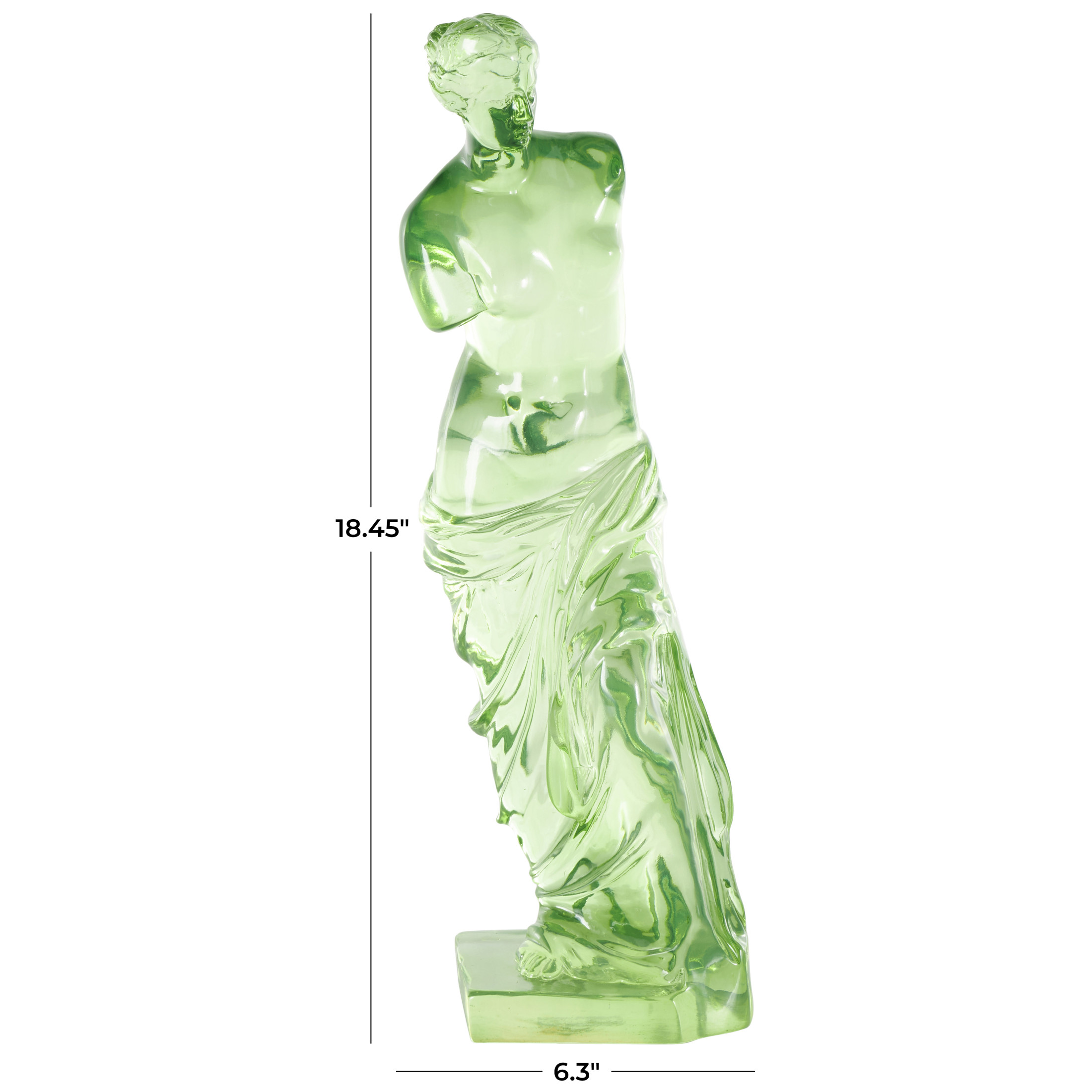 6" x 18" Green Resin Tinted Woman Sculpture, by DecMode