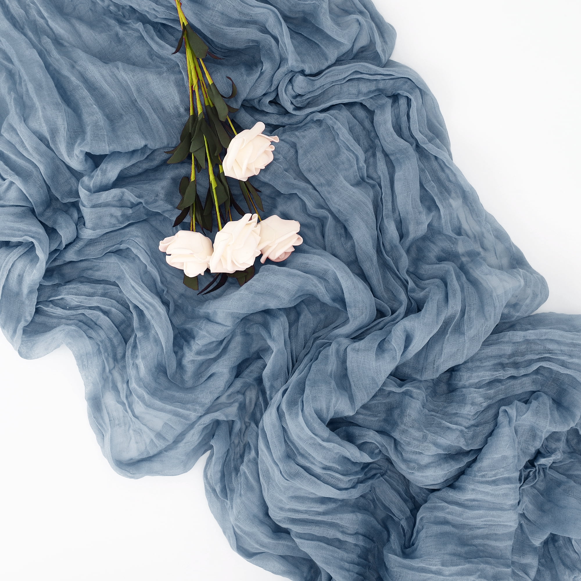 Unique Bargains Cheesecloth Table Runner for Wedding Easter Decoration Blue