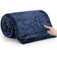 thumbnail image 2 of wangzhwang Fleece Blankets Queen 90" x 90"- Super Soft Fluffy  Throw Blanket for Sofa and Bed - Warm and Cozy Lightweight 400 GSM Microfiber Bed Throws Blankets.Navy, 2 of 5