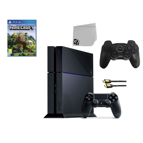 Pre-Owned Sony PlayStation 4 500GB Gaming Console Black 2 Controller Included with Minecraft BOLT AXTION Bundle