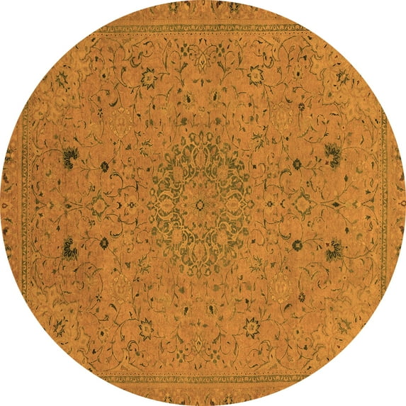 Ahgly Company Indoor Round Abstract Orange Modern Area Rugs, 8' Round
