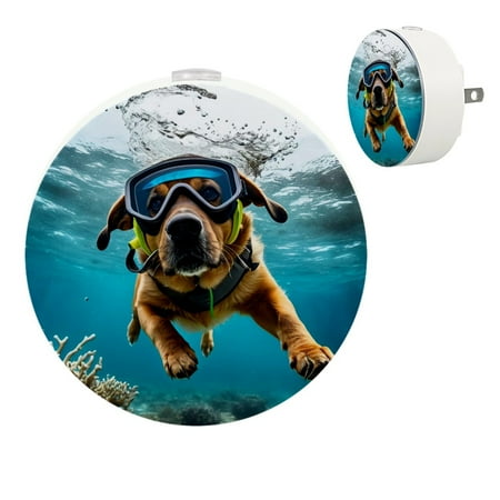 

Night Light Night Lights Plug into Wall Dusk to Dawn Sensor White Led Night Light 2 Pack Nightlight for Bedroom Bathroom Hallway Kitchen Ocean Summer Swimming Animal Dog Lovely