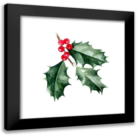 Scarvey, Emma 12x12 Black Modern Framed Museum Art Print Titled - Christmas Holly I