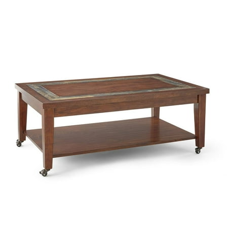 UPC 635178013899 product image for Davenport Stone Inlay Cocktail Table with Brown Cherry Finish | upcitemdb.com