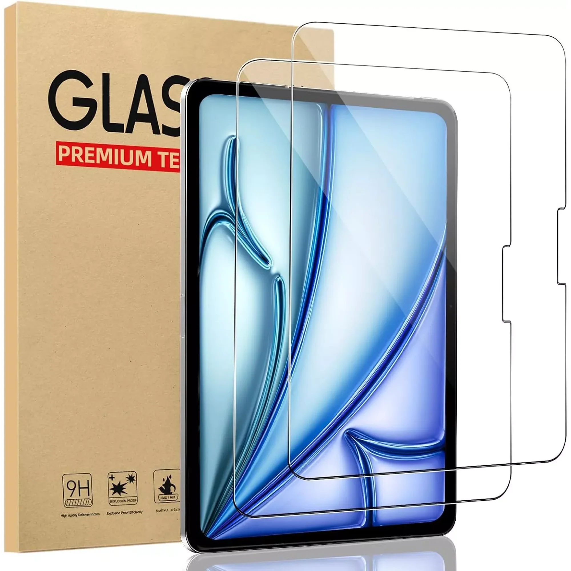 elitegadget 2-Pack Glass Screen Protector For iPad Air 11 inch (M3/M2, 2025/2024 Release) - Tempered Glass Film High Definition 9H Hardness