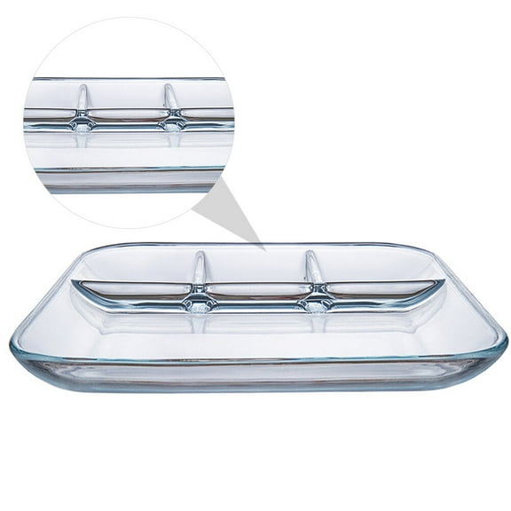 NICEXMAS Nicexmas Divided Dinner Tray Transparent Glass for Food Storage 1Pc