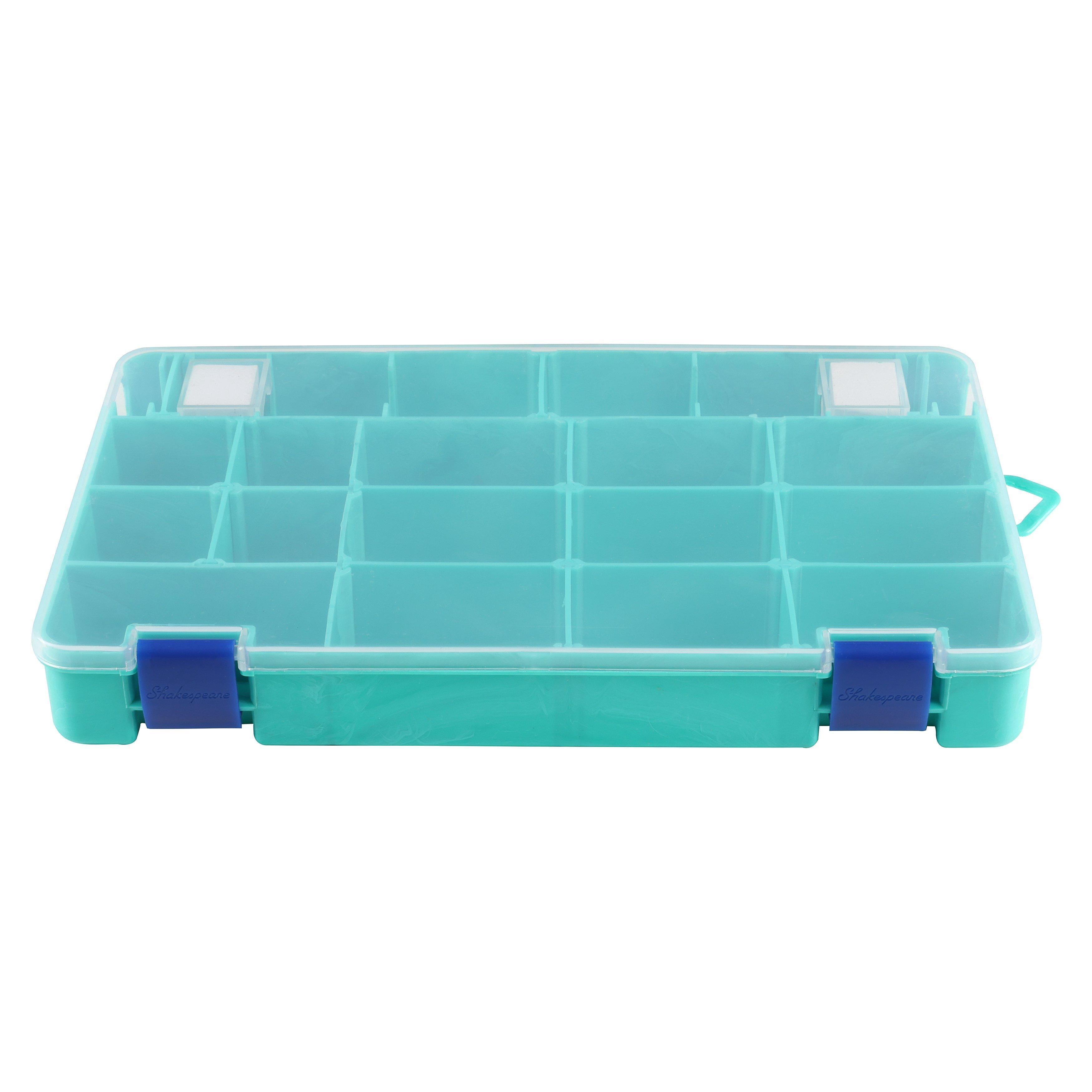 Shakespeare Tackle Box, 4-Pack, Adjustable Dividers, Green Swirl
