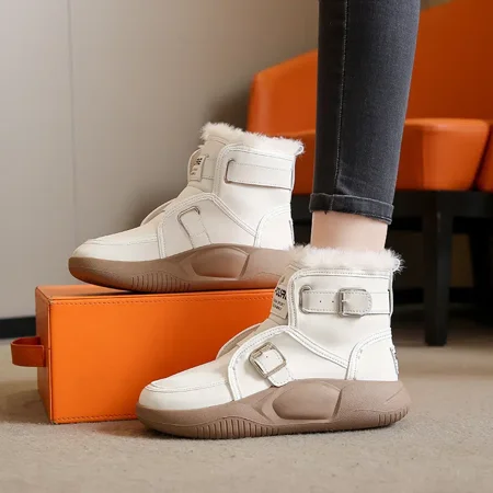 

Women‘s Mid Calf Waterproof Winter Snow Boots Ankle Snow Boots With Fuzzy Fur Lining Warm Boots