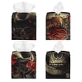 thumbnail image 2 of Sikiie Classical Rose Crown Skull Leather Tissue Box Cover Square, tissue box holder, Tissue Box with Bottom Belt-5.2”x5.2”x5.2”, 2 of 7